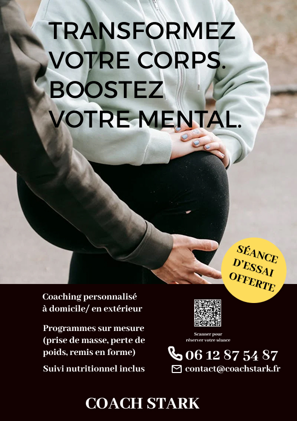 Flyer promotionnel de Coach Stark, coach sportif.